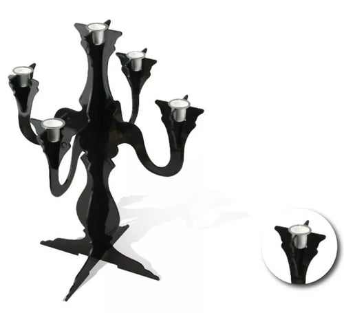 Candelabro negro de plástico de 32,9x32,9x41,9 cm