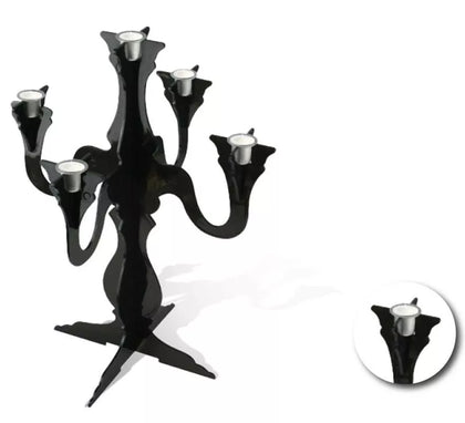 Candelabro negro de plástico de 32,9x32,9x41,9 cm
