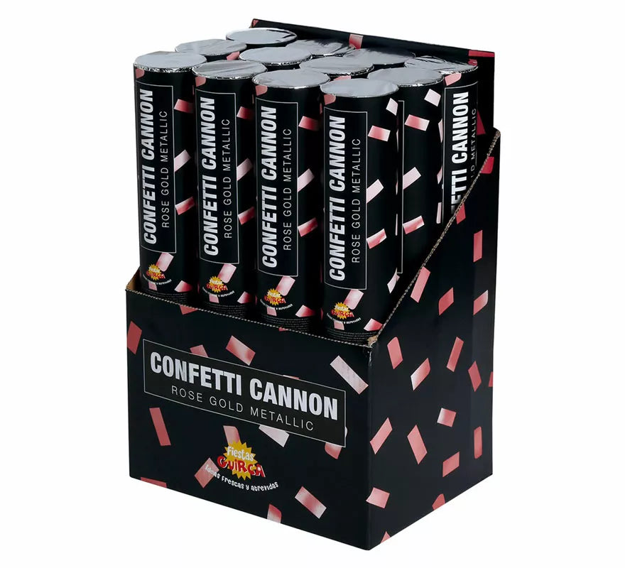Cañón Confetti Kabuki Metálico Oro y Rosa de 30 cm
