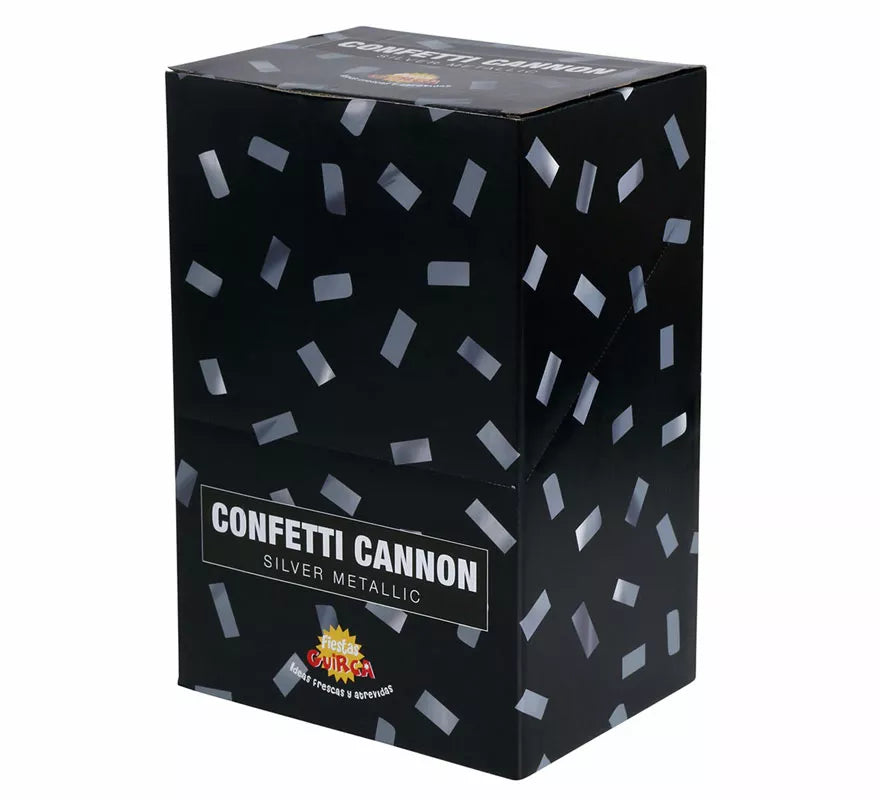 Cañón Confetti Kabuki Metálico Plata de 30 cm