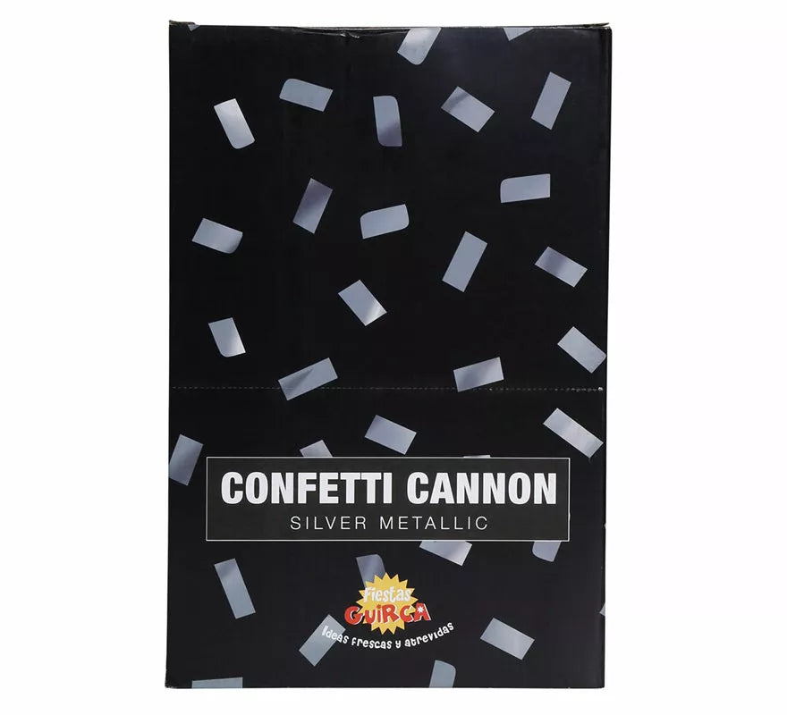 Cañón Confetti Kabuki Metálico Plata de 30 cm