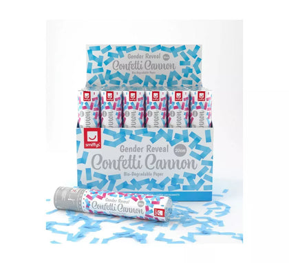 Cañón de Confetti Kabuki Azul Gender Reveal Biodegradable de 20 cm (1 unid)