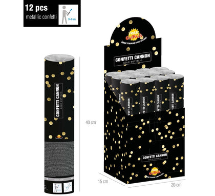 Cañon de Confetti Kabuki metálico Oro de 40 cm