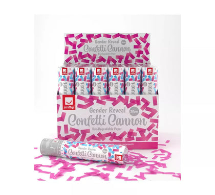 Cañón de Confetti Kabuki Rosa Gender Reveal Biodegradable de 20 cm (1 unid)