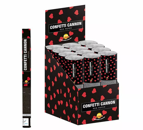 Cañón Kabuki Confetti Corazones Rojos de Papel de 40 cm