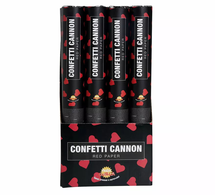 Cañón Kabuki Confetti Corazones Rojos de Papel de 40 cm