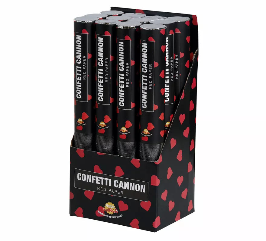 Cañón Kabuki Confetti Corazones Rojos de Papel de 40 cm