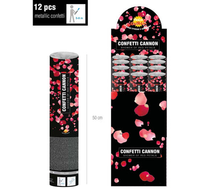 Cañón Kabuki o tubo de Pétalos de rosa rojos de 50 cm para Bodas
