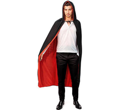Adult red and black hooded cape 140 cm