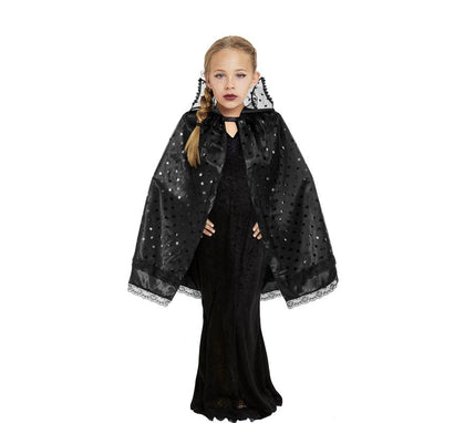 Capa de Bruja negra con cuello infantil