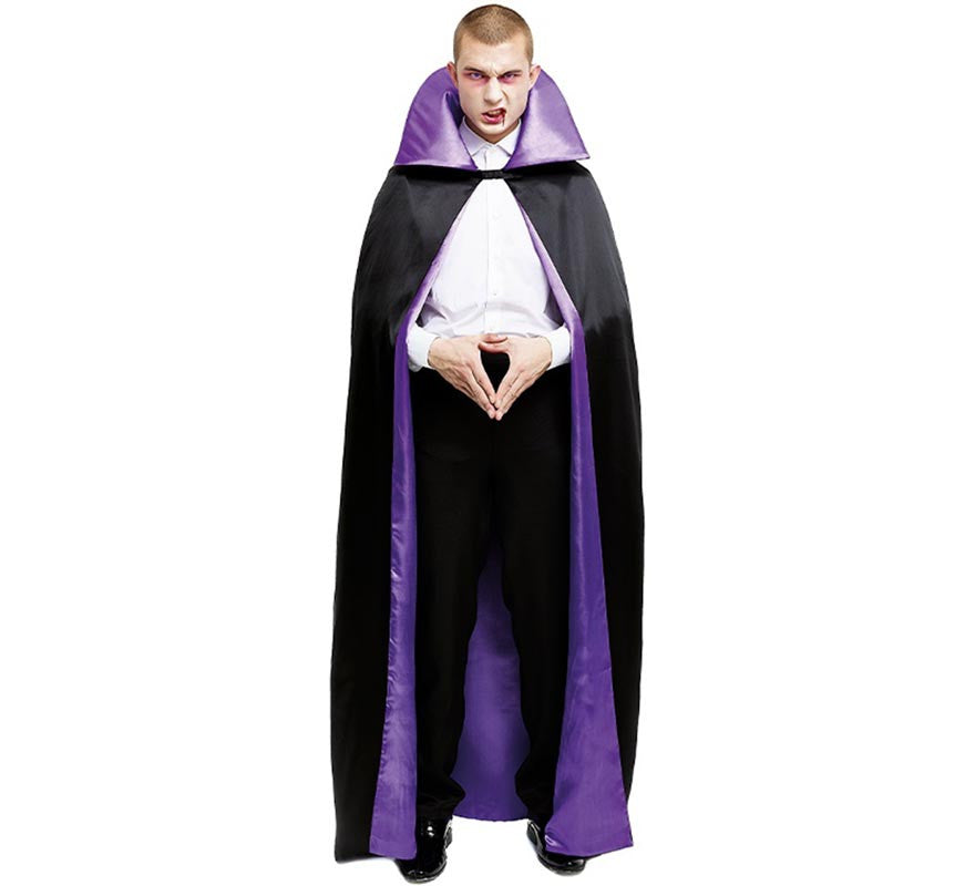 Translation missing: en.Capa de Vampiro negra con cuello morado adulto de 180 cm