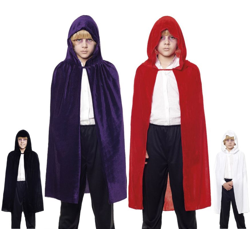 Capa Infantil 90 cm Terciopelo con Capucha en varios colores