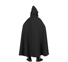 Black Medieval long cape with children's hood