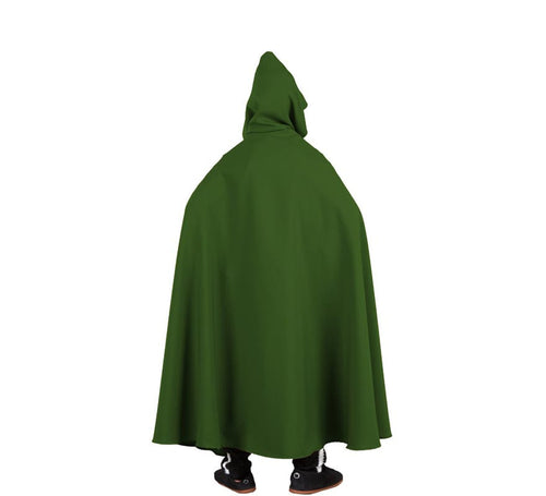Capa larga Medieval verde oscuro con capucha infantil