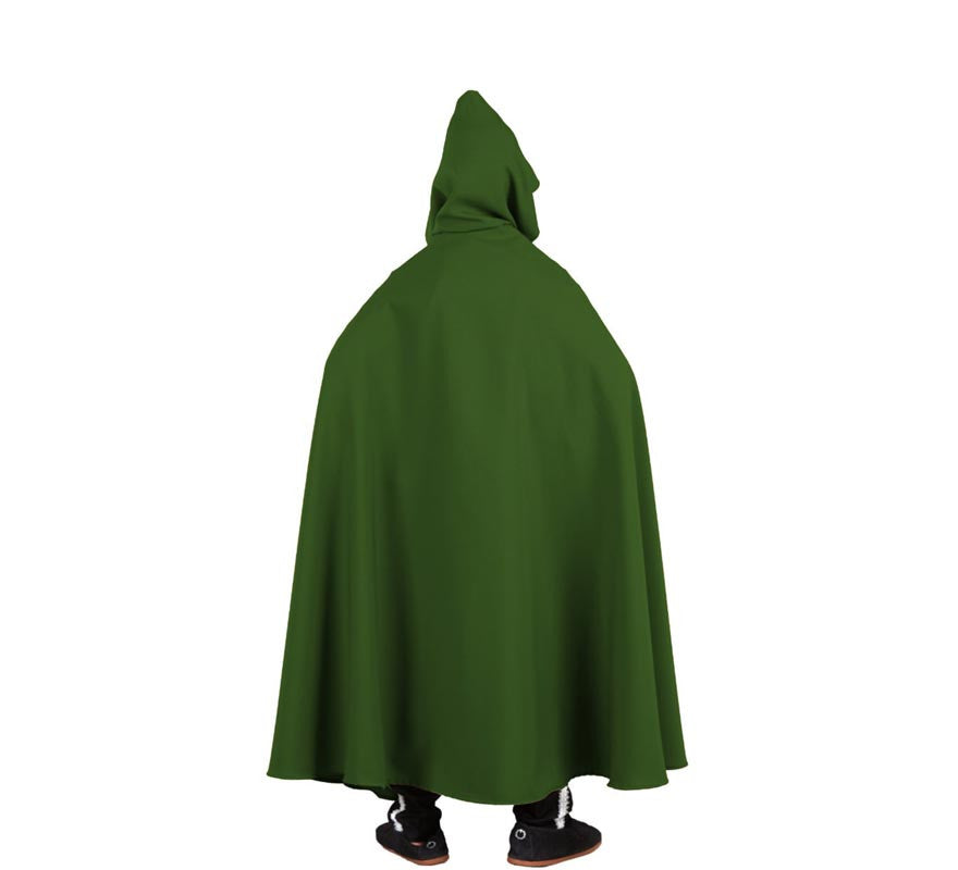 Capa larga Medieval verde oscuro con capucha infantil