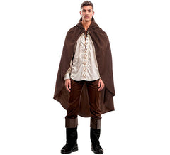 Medieval brown cloak with hood, 130 cm
