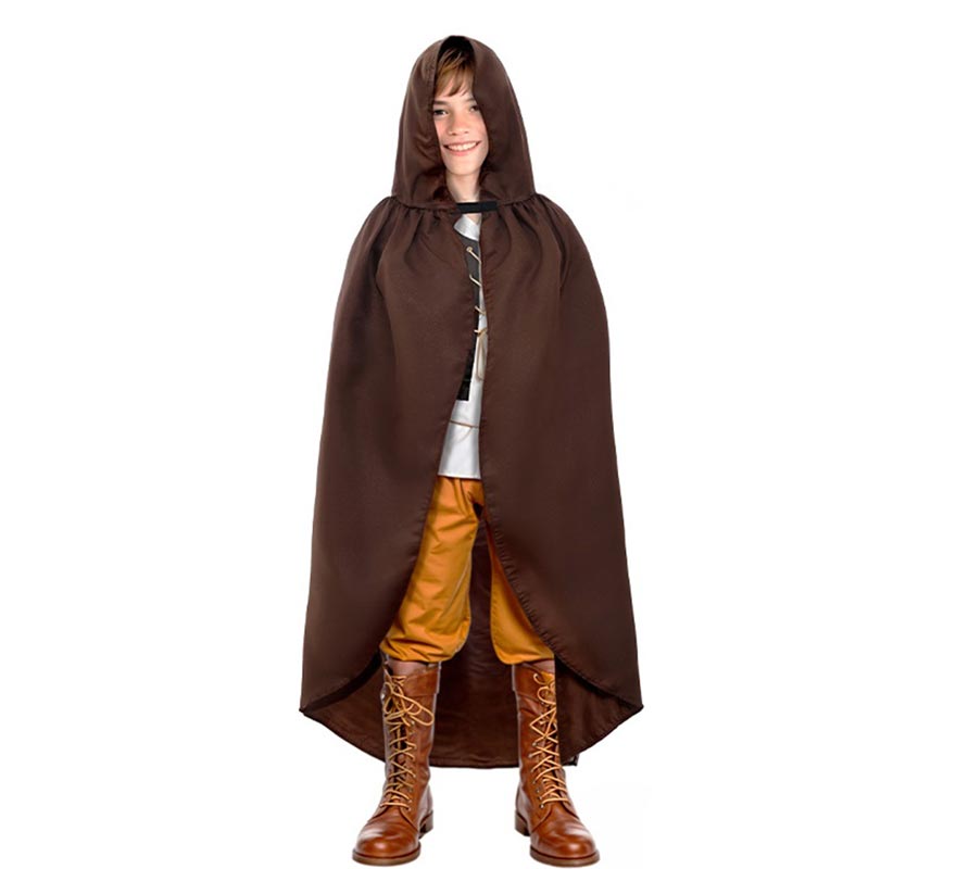 Capa Medieval marrón con capucha infantil