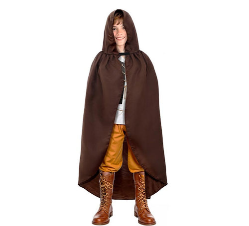 Capa Medieval marrón con capucha infantil