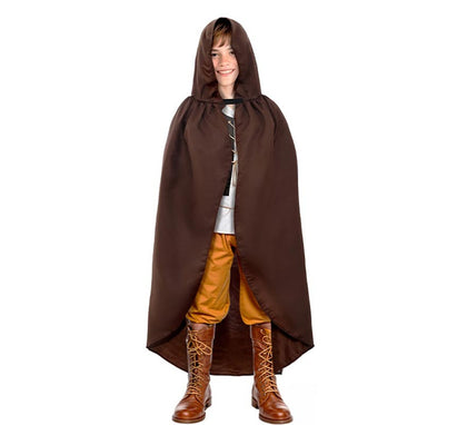 Capa Medieval marrón con capucha infantil