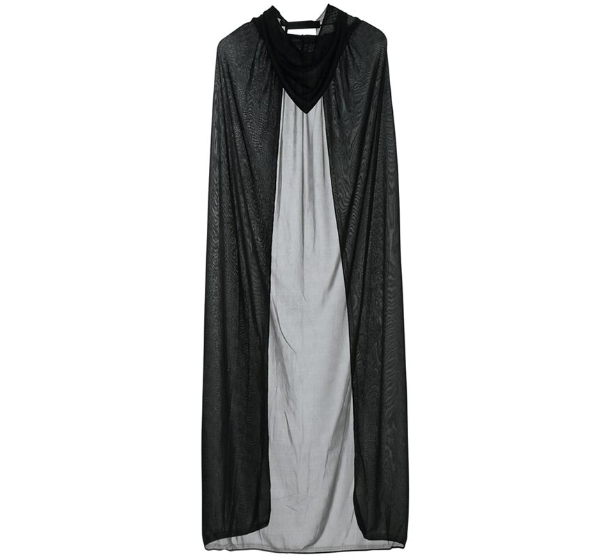 Capa negra con capucha de 135 cm