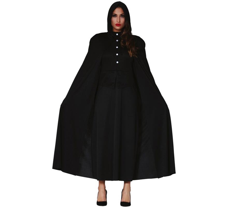 Capa negra con capucha de 135 cm
