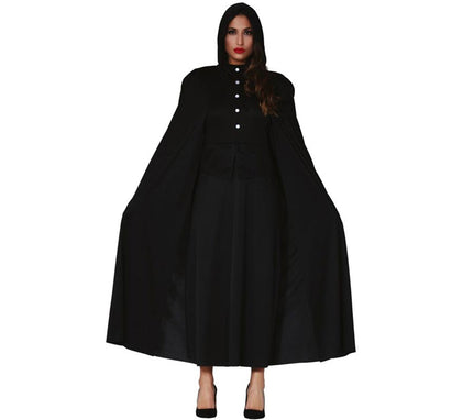 Capa negra con capucha de 135 cm