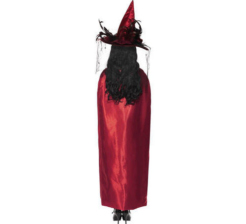Capa Reversible de bruja Roja y negra para mujer