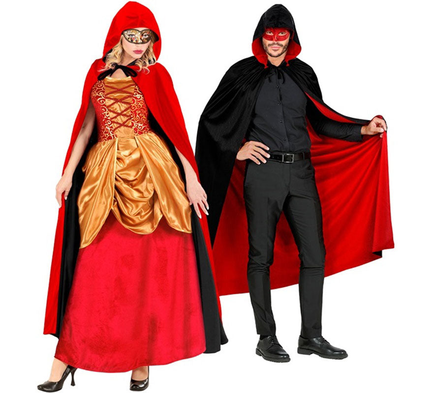 Translation missing: en.Capa Reversible negro y rojo con Capucha de 140 cm para adultos