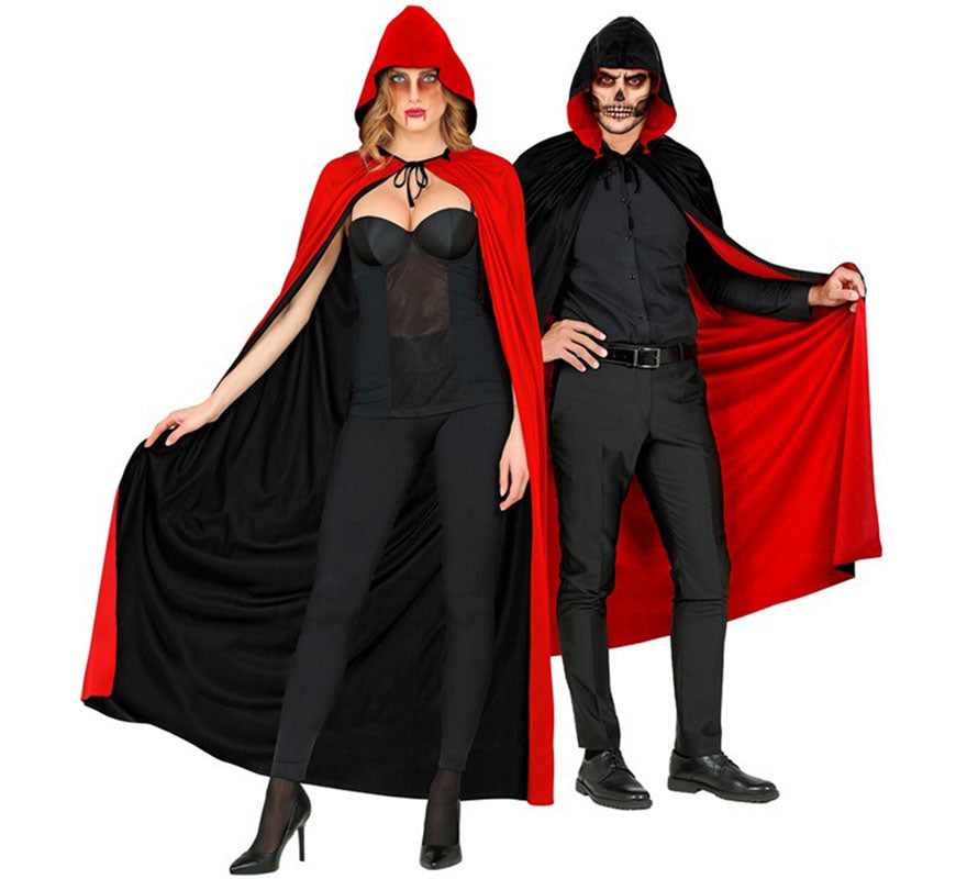 Translation missing: en.Capa Reversible negro y rojo con Capucha de 140 cm para adultos