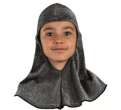 Dark grey medieval hood for children