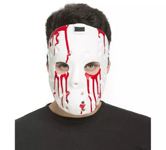 White Psycho Hockey Mask with Blood