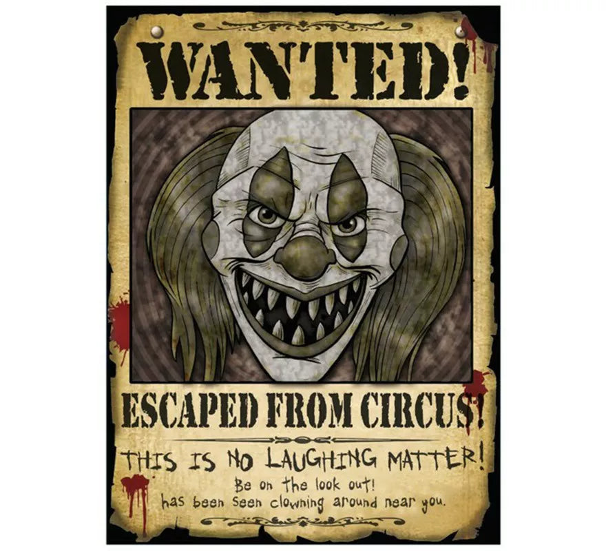Translation missing: en.Cartel Payaso Wanted 30X40 cms