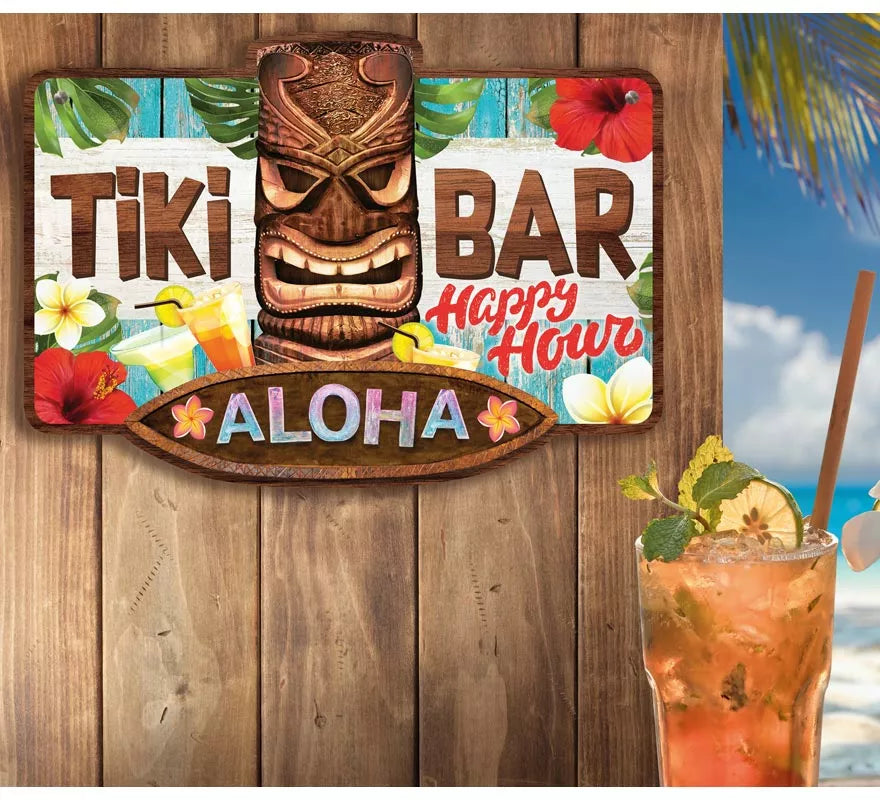 Cartel Tiki Bar Aloha de 25x35 cm