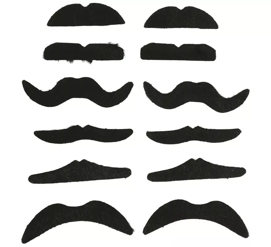 Translation missing: en.Cartón Pack de 12 Bigotes adhesivos Surtidos