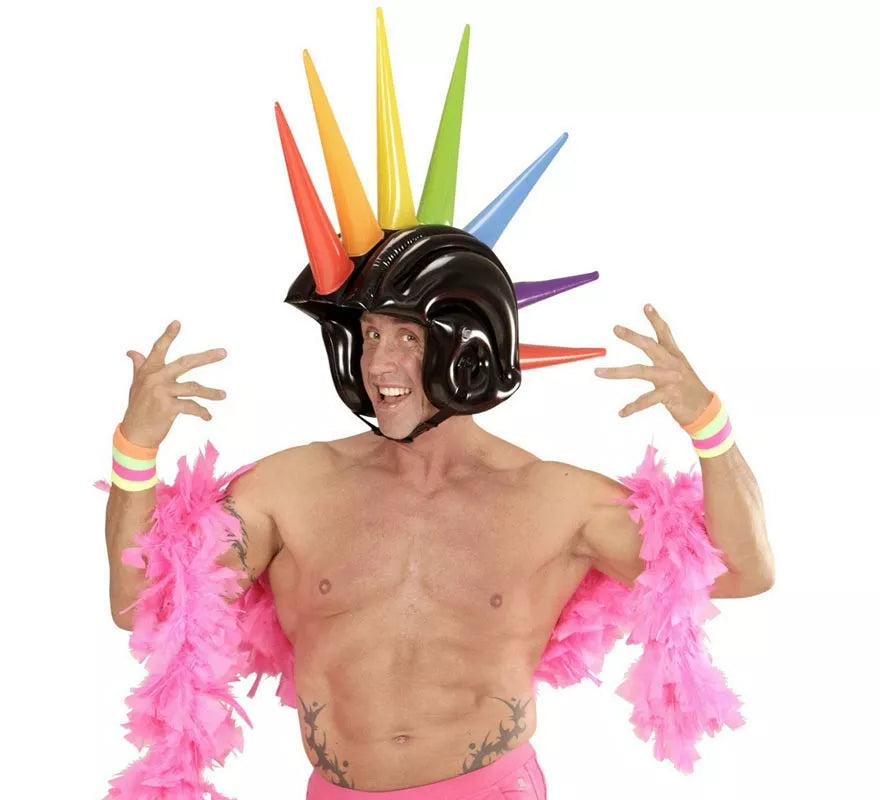Casco con Puntas multicolor hinchable de 90 cm