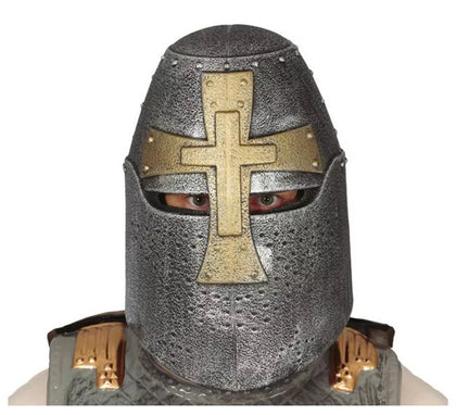 Casco Cruzado Medieval Plateado