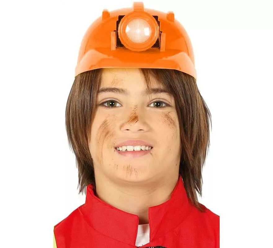Casco de Obrero Naranja con Luz para niño