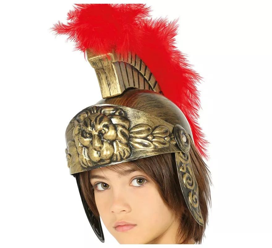 Translation missing: en.Casco de Romano Dorado con Plumas para niño
