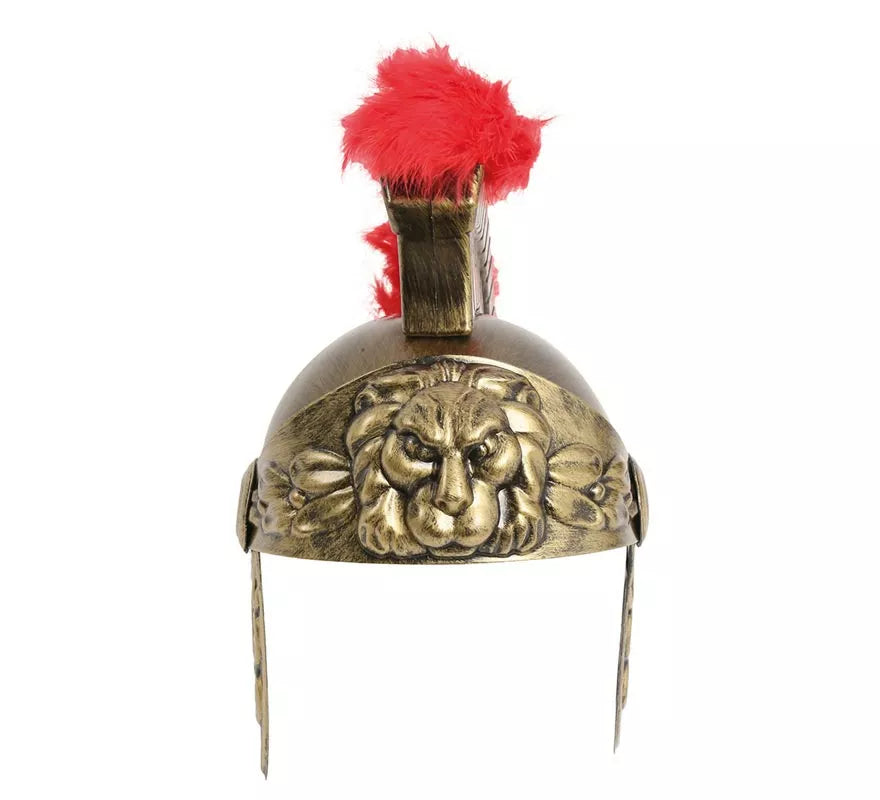 Casco de Romano Dorado con Plumas para niño
