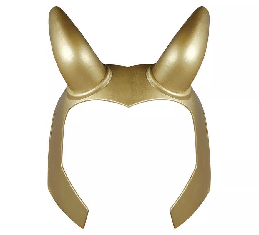 Casco de Superhéroe Dorado con Cuernos