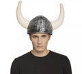 Casco de Vikingo con cuernos color Plateado