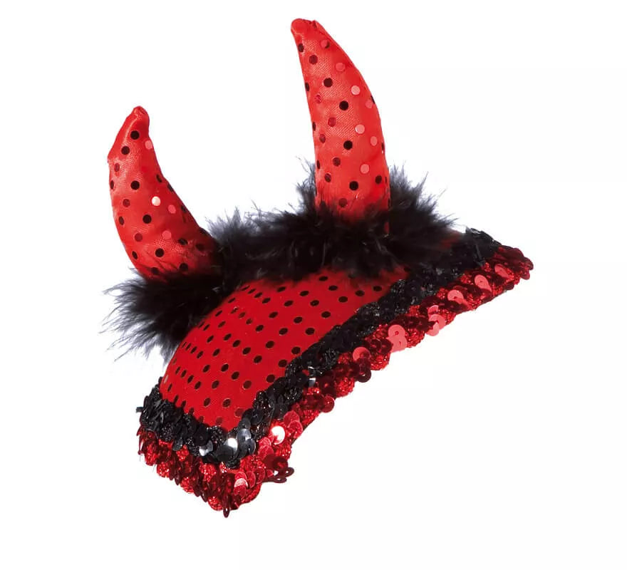 Translation missing: en.Casco o gorro de Diablo con lentejuelas y marabú