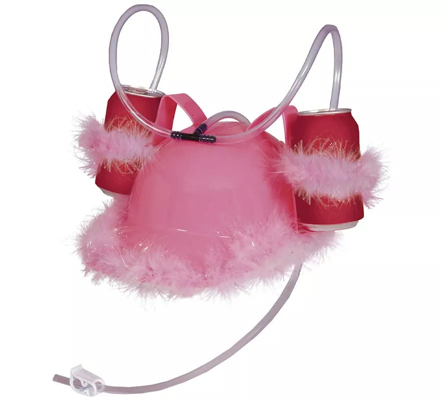 Casco rosa plumas con Bebidas