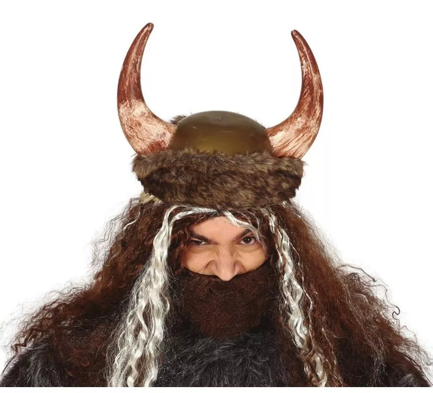 Casco Vikingo con Cuernos y Piel