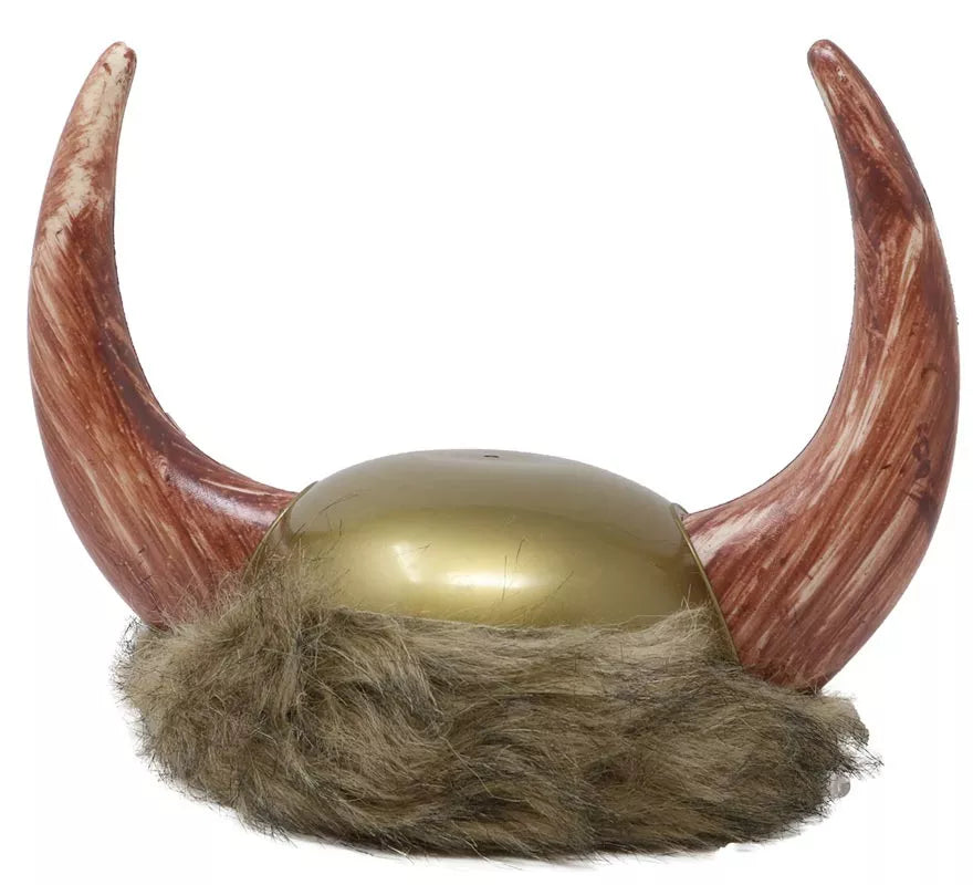 Casco Vikingo con Cuernos y Piel