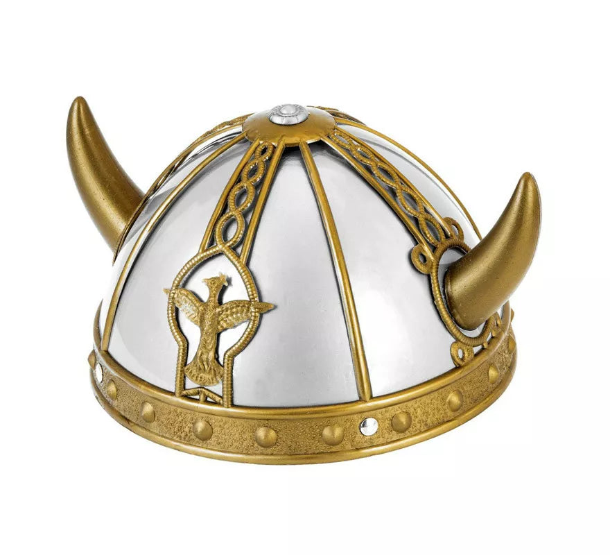 Casco Vikingo o Galo de Plástico Duro Dorado