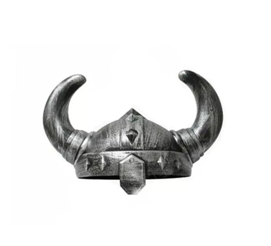 Translation missing: en.Casco Vikingo plateado envejecido con cuernos