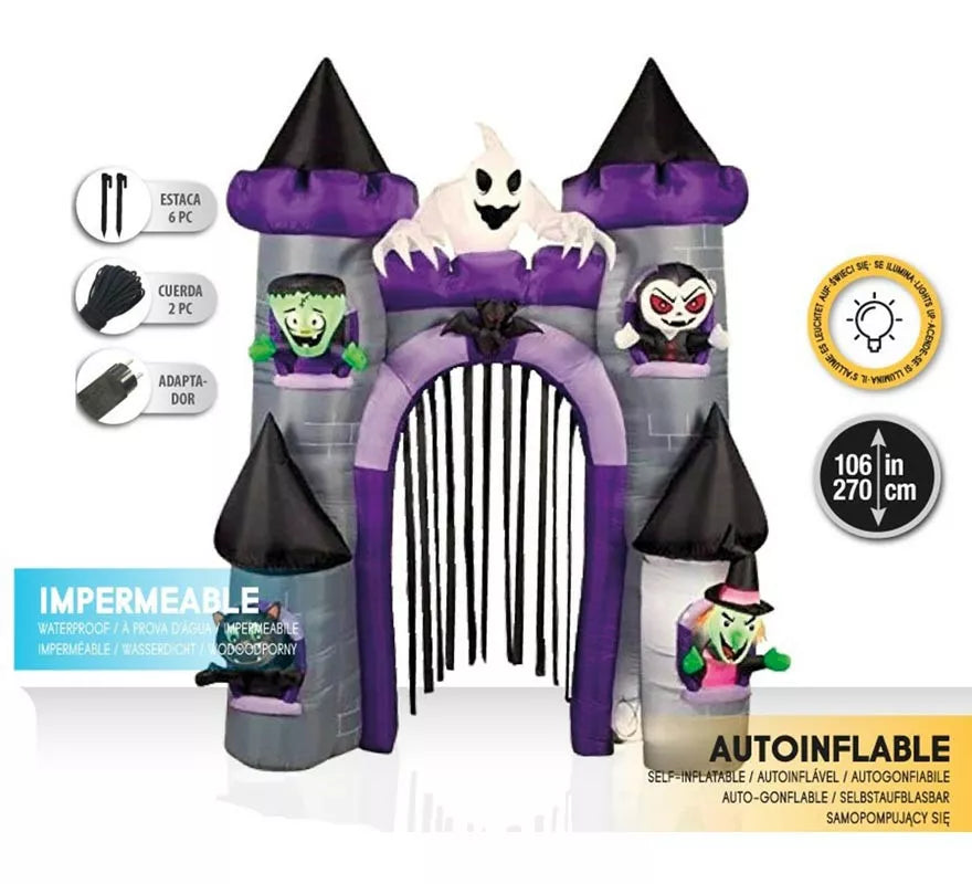 Castillo Auto Hinchable de Halloween con LEDs de 270 cm