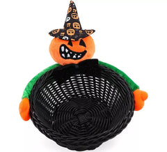 Black Basket with Pumpkin