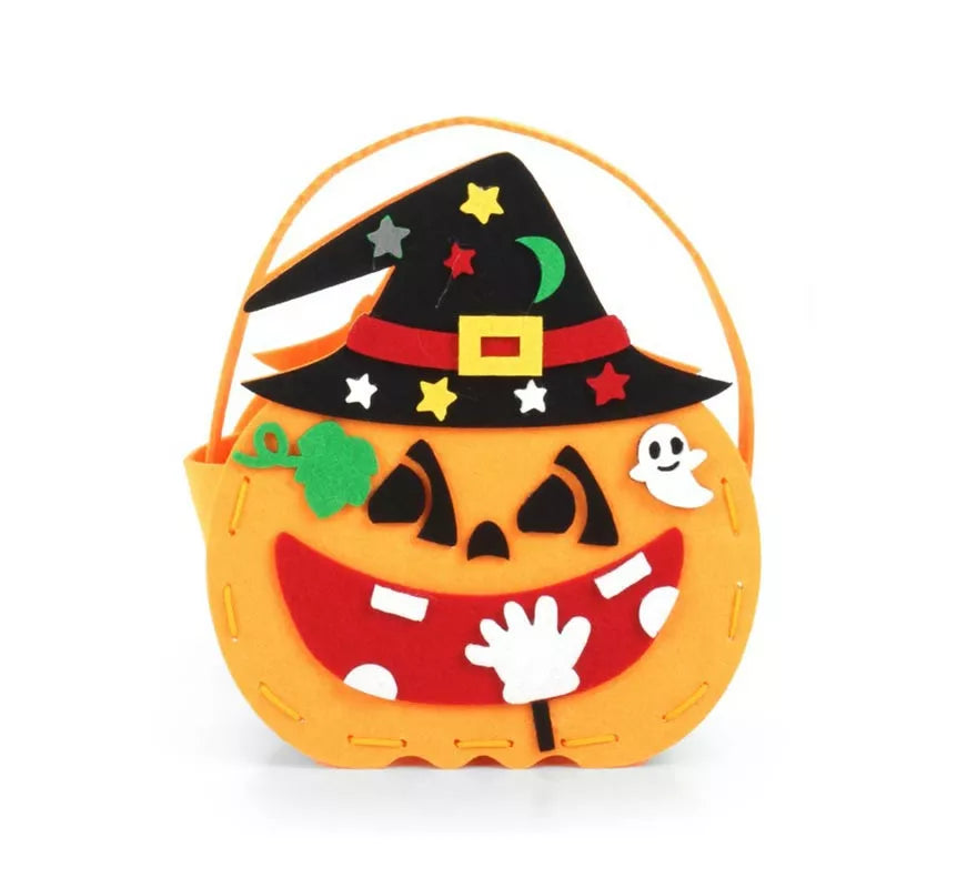 Translation missing: en.Cesta para dulces Calabaza con sombrero de fieltro de 17x12x6 cm